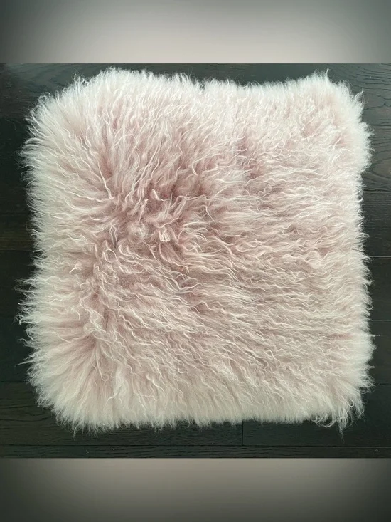 RH Teen Dusty Pink Mongolian Lamb Fur Accent Pillow