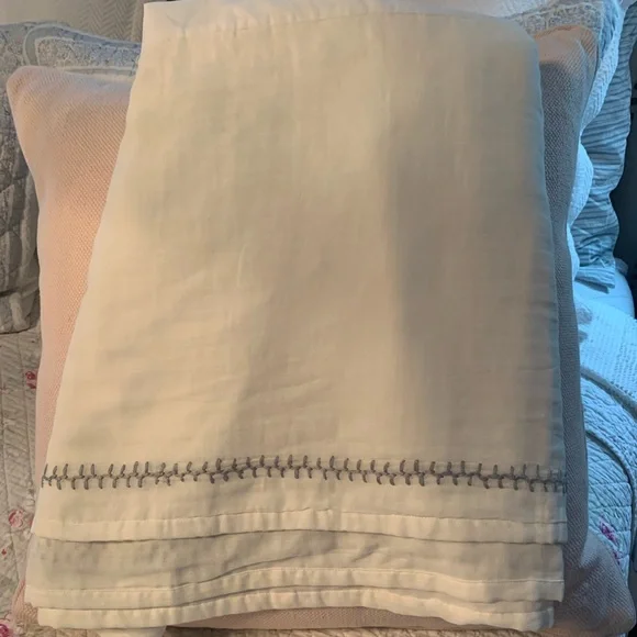 RH Baby and child Crib Skirt with Gray Stitching