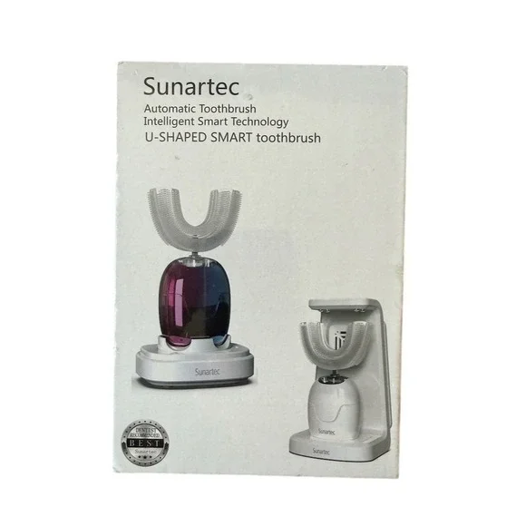 Sunartec U-Shaped Smart Automatic Electric Toothbrush Kit White w/ Base NIB