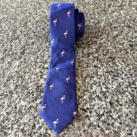 J Crew 100% Silk Tie Purple/ Pink Flamingo's Narrow