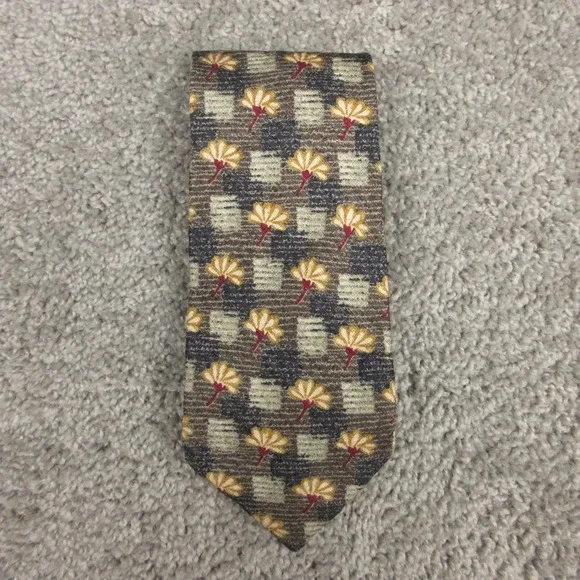 Ermenegildo Zegna Tie Mens Printed Floral Geometric Made In Italy Silk Esclusivo