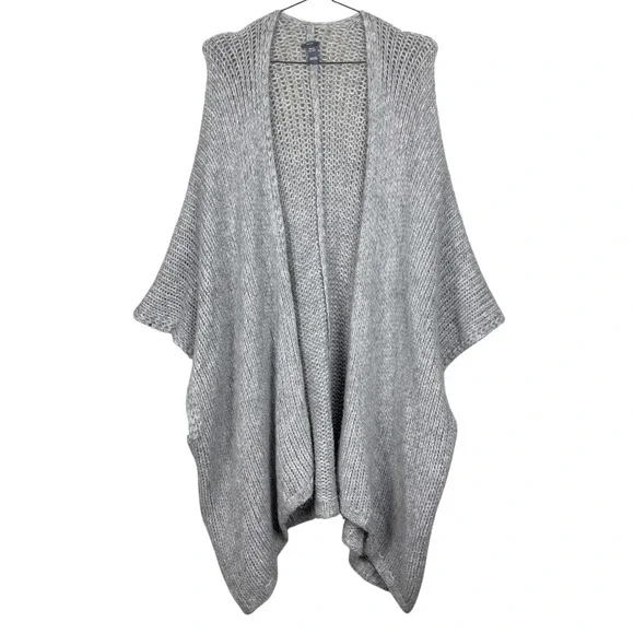 Aerie‎ Loose Knit Gray Open Front Cardigan Poncho Shawl One Size Oversized