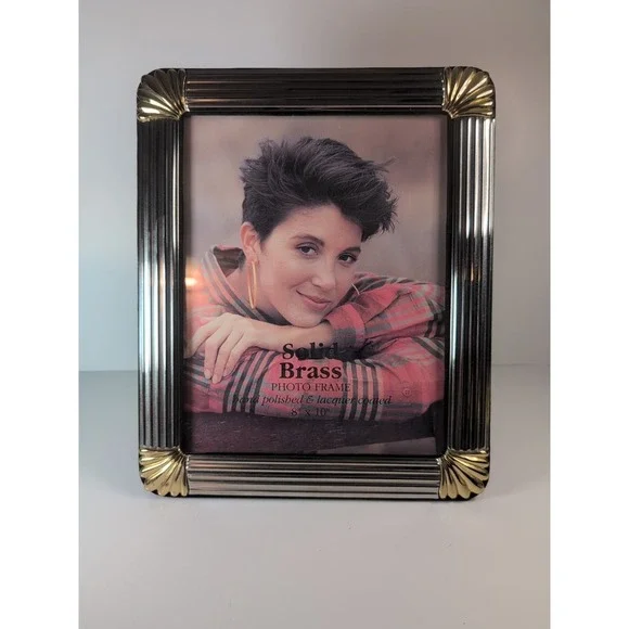 VINTAGE Solid Brass Photo Frame Hand Polished Lacquer Coated 8