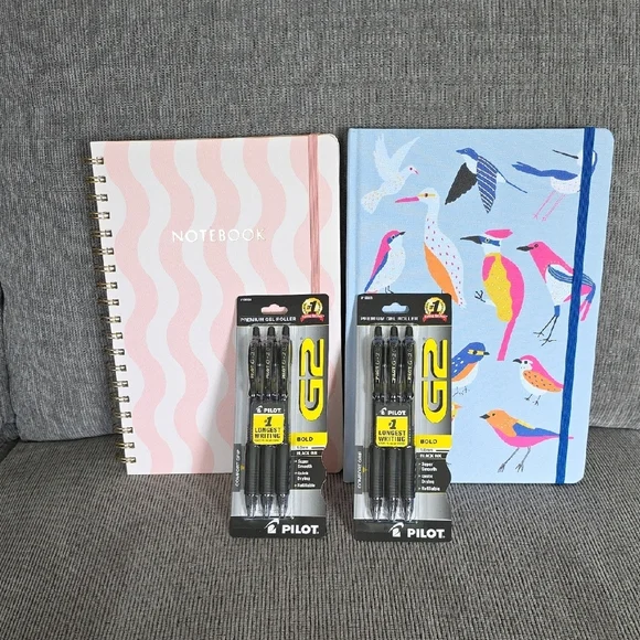 Two Threshold Notebook/Journals And Two Packs Of Pilot G2 Gel Pens, New