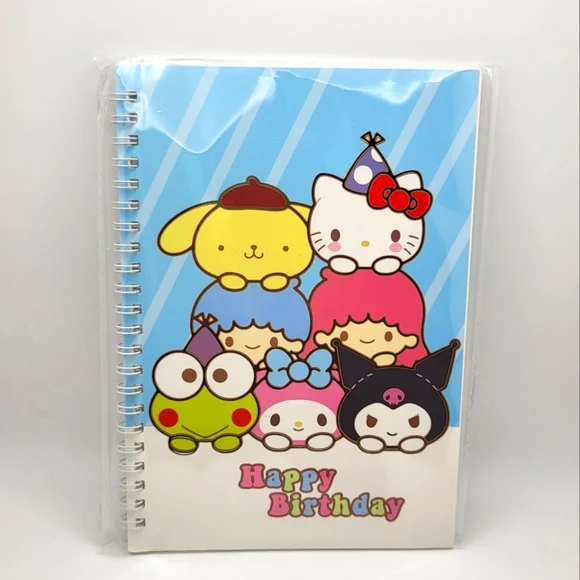 SANRIO CHARACTERS Happy Birthday Spiral Notebook NEW