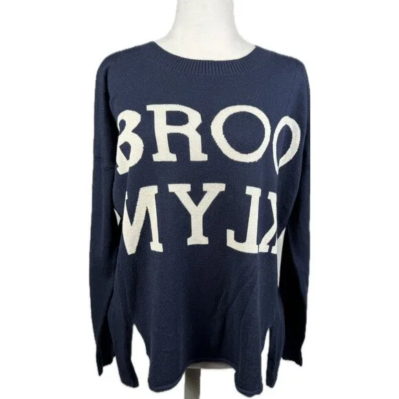 EUC Central Park West 'Brooklyn' Blue Crew Neck Oversized Sweater Tunic Sz S
