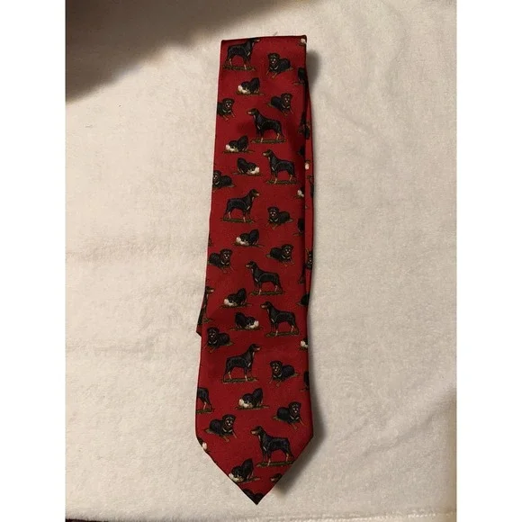 Alynn Neckwear Rottweiler 100% Silk Mens Necktie Red Dog Pet Made USA