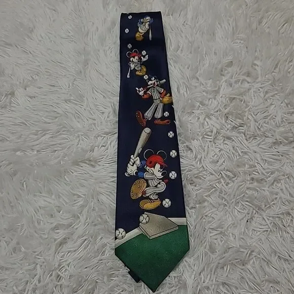 Vintage Disney Unlimited Tie Mickey Goofy Donald Baseball Teacher Coach