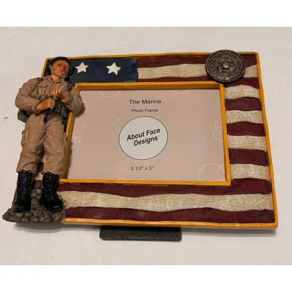 About Face Designs Marine Photo Frame Military Patriotic 3.5x5 NEW