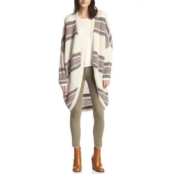 ByTimo Stripe Open-Front Longline Cocoon Cardigan