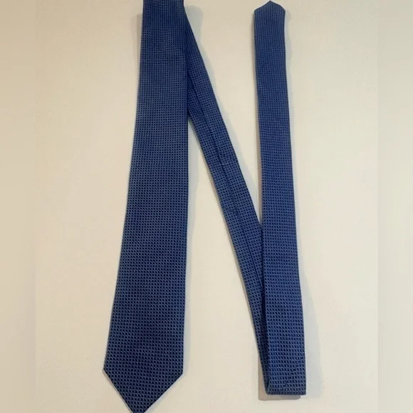 BOSS Hugo Boss Blue Geometric Silk Tie ITALY
