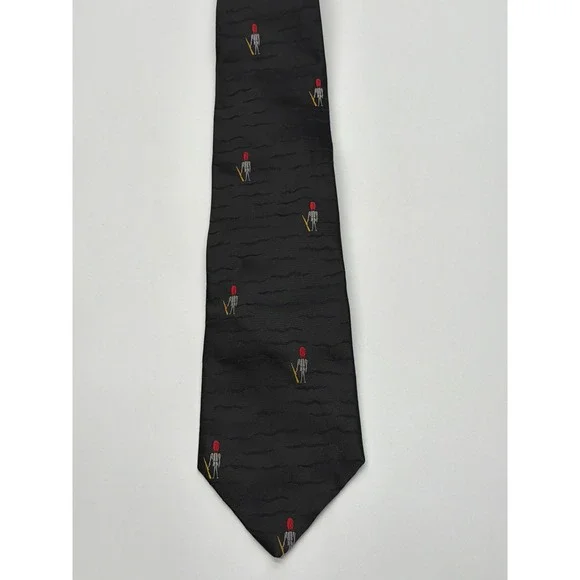 Vintage‎ Black Palace Guard Novelty Tie Made in USA Polyester Wide Necktie Mens