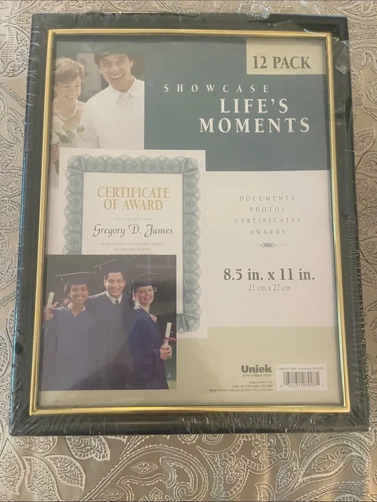 Black and Gold Showcase Picture Frame - 8.5 x 11 Inch