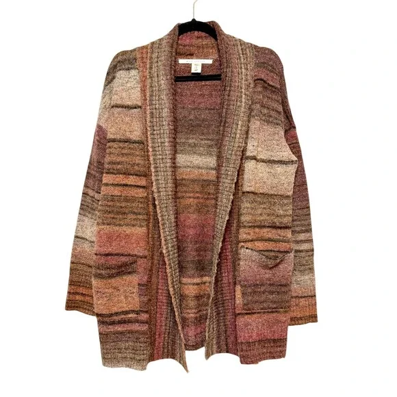 Max Studio Wool Blend Granola Girl Cardigan Women Size M Earthy Boho Cottagecore