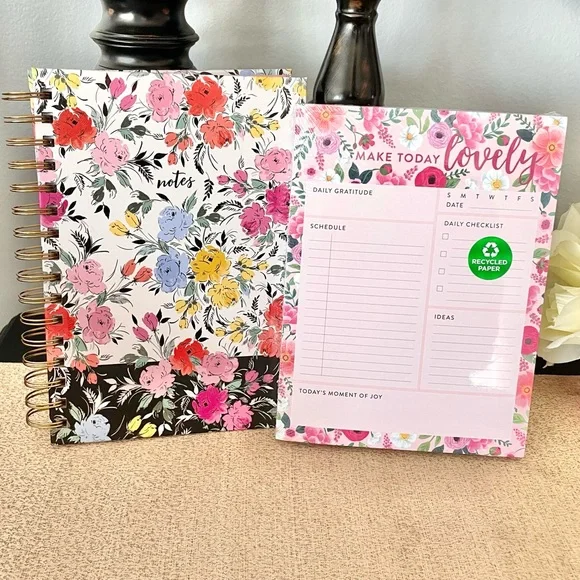 NWT Floral Hardcover Notebook/Journal Notepad Stationery Bundle