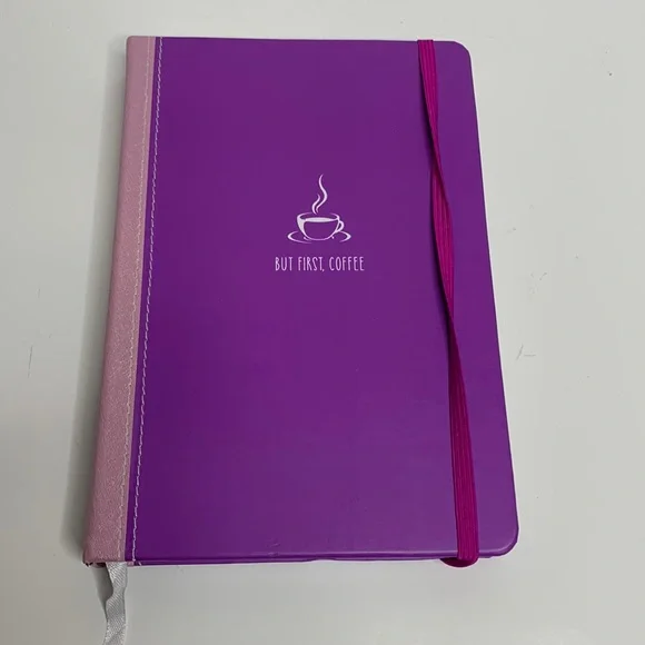 Love Nicole | Purple Hardcover Notebook BUT FIRST,COFFEE Creative Notes Office