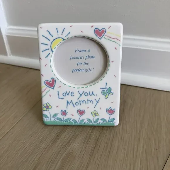 Vintage 90s Love You Mommy Photo Frame 2x3 Child’s Doodle Drawings