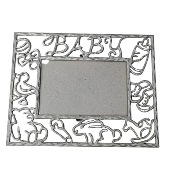 Brushed Silver Metal Baby Picture 4x6 Frame - Great  Gift!​