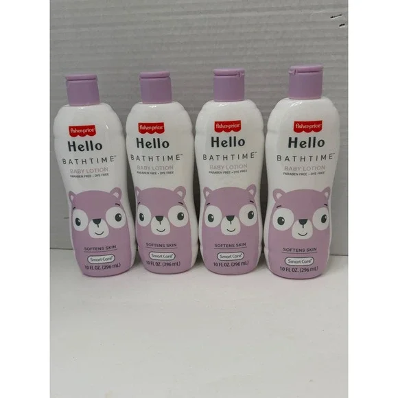 Fisher-Price Hello Bathtime Baby Lotion Paraben Dye Free 10oz 4 Pack Lot