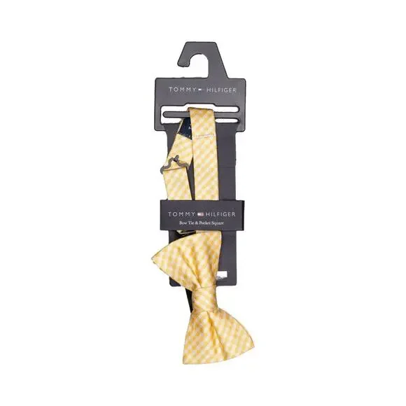 Tommy Hilfiger Plaid Adjustable Bow Tie Self Tie Yellow 7750