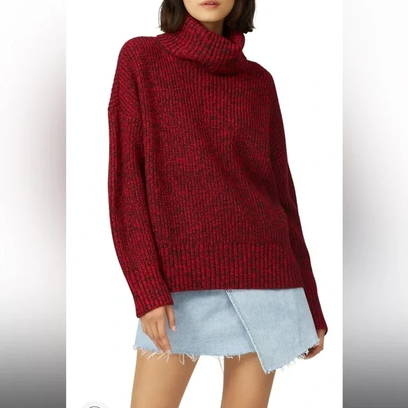 Sanctuary Red Marbled Roll Neck Sweater, RTR