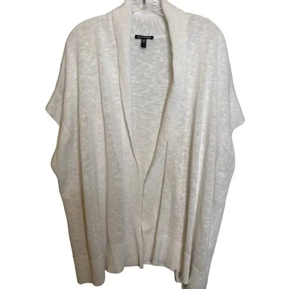 Eileen Fisher‎ Open Front Sweater Vest Poncho oversized White Sz Small Petite