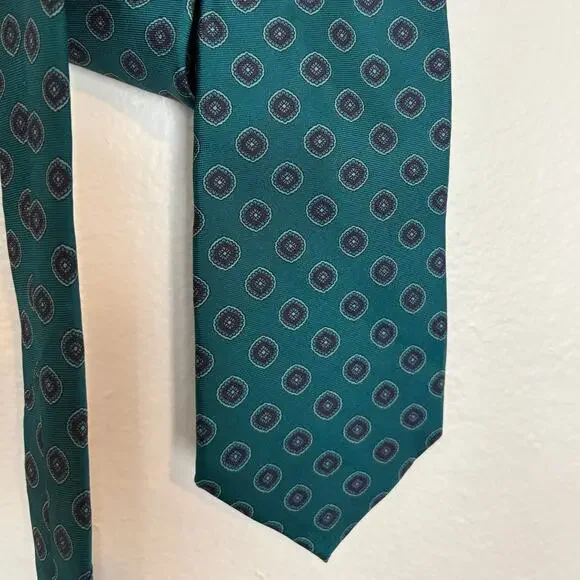 Pierre Balmain Printed Dotted Teal Italian Silk Men's Necktie