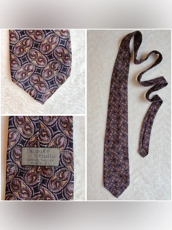 Talbott Studio Men's Paisley Purple Gold Black Silk Woven Designer Classic Tie‎