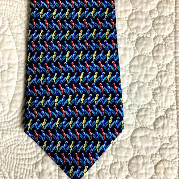 Cremieux Multicolored Parrot Silk Tie Made‎ in USA Jimmy Buffet Theme Zoo