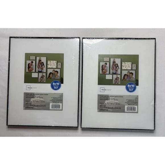 Mainstays 8x10 Matted To 5x7 Front Loading Picture Frames, Set of 2 - New
