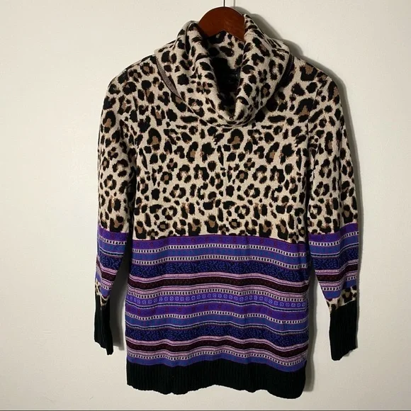 Carlisle Collection Merino Wool Leopard Print Sweater Size Small