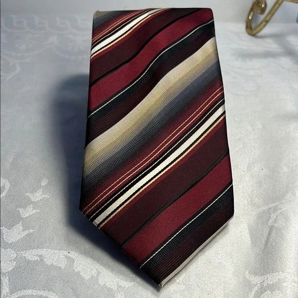 Alexander Julian Red and Black Striped Tie