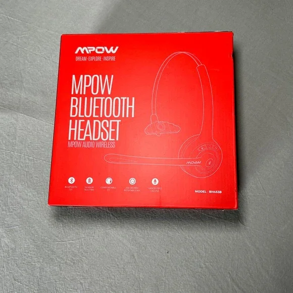 Mpow Bluetooth Headset BH453B Wireless‎ Over Head Office Earpiece with Mic Black
