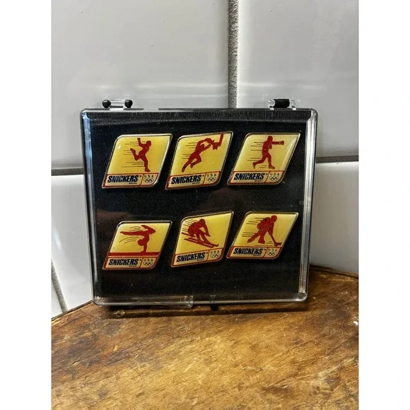 Snickers 1992 Olympics USA 6 Pin Set w/‎ Case