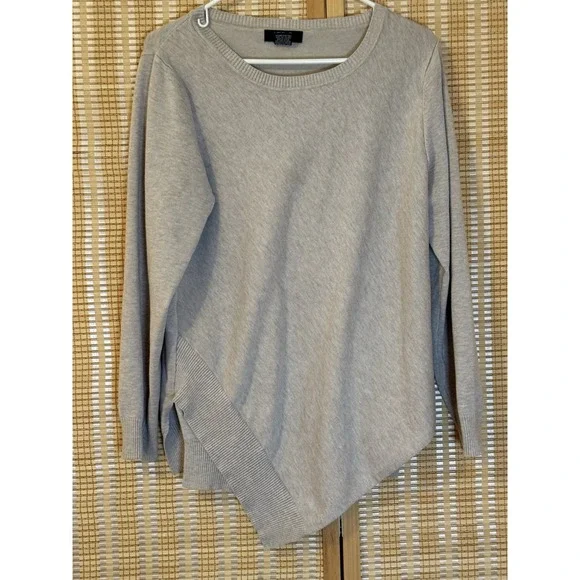 Verve Ami Womens XL Sweater Tan Heather Asymmetrical Hem Boho Coastal Preppy