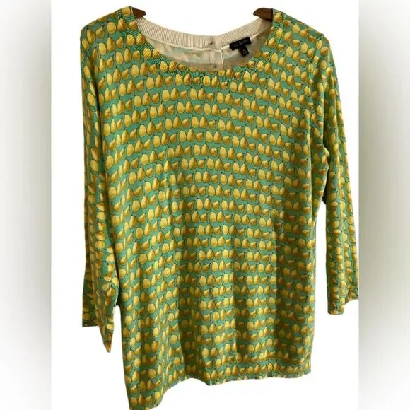 Talbots Button Back Pears Sweater Size L