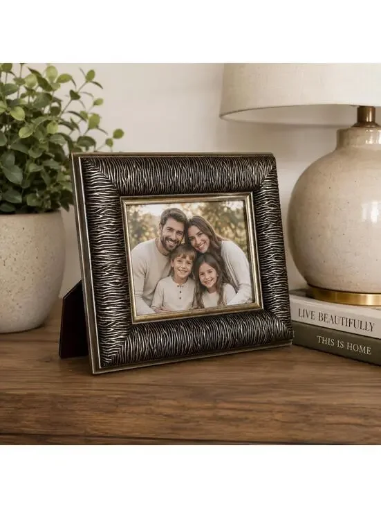 Vintage Wood Picture Frame 5x7 Photo Frame Bronze Textured Design