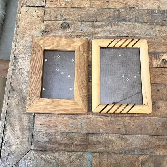 Handcrafted Wooden Inlay Design Picture Frames Set of 2 Modern Minimalist