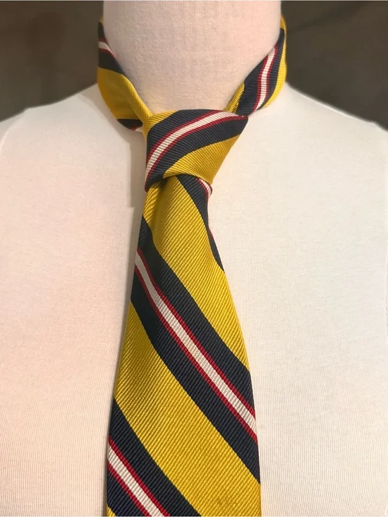 Men's Yellow and Navy Striped Tie - Classic Regimental Style Land’s
