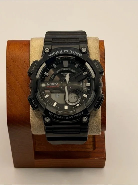 Casio AEQ110W-1AV, Telememo 30 Watch, 100M, 3 Alarms,‎ Chronograph, World Time