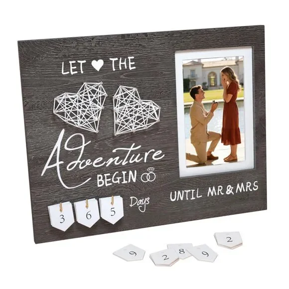 Engagement Gifts for Couple, Wedding Countdown, Engaged Picture Frame