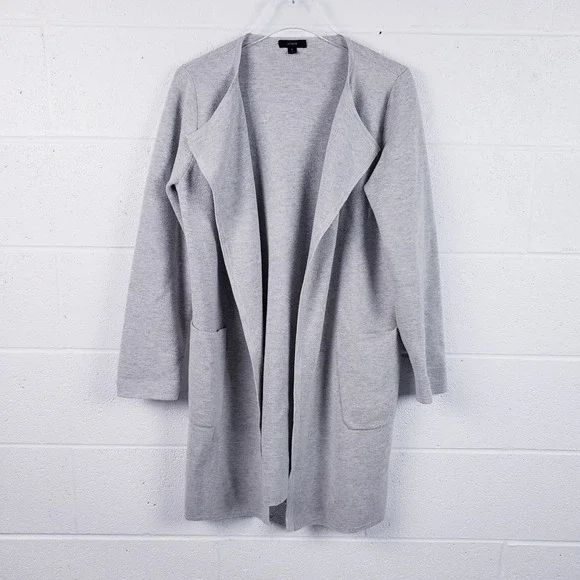 J.Crew Juliette Collarless Sweater-Blazer J6339 Gray Long‎ Length Size Small
