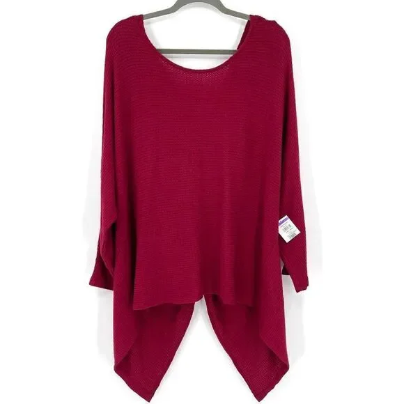 1.State‎ Twist Back Pointelle Burgundy Sweater Long Sleeves Soft Women XL NWT