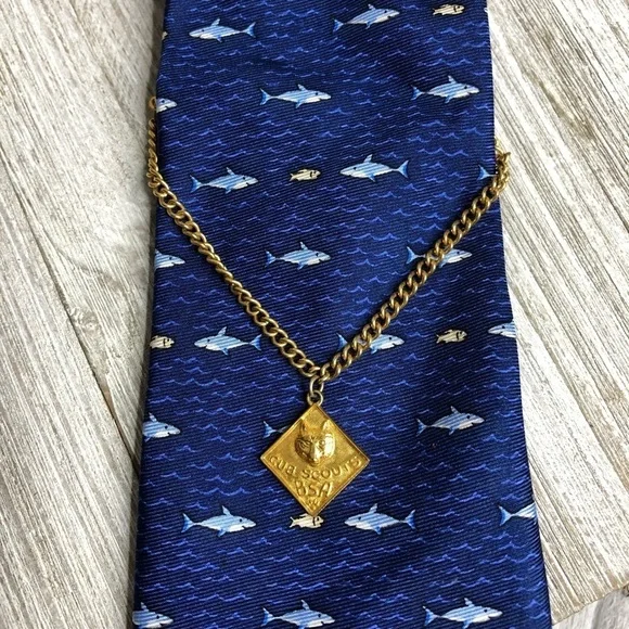 Vintage BSA Cub Boy Scouts Tie Bar Hanging Chain
