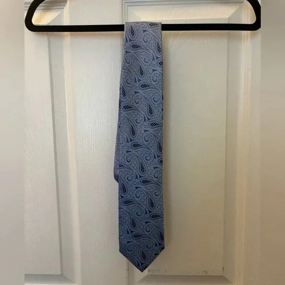ERMENEGILDO ZEGNA MEN'S TIE BLUE 100% SILK MADE IN ITALY