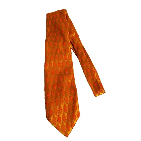 Vintage Colosseo Di Roma Terylene Orange‎ Textured Tie