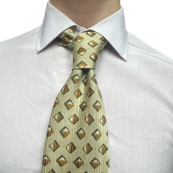 Ermenegildo Zegna Signature Bone Beige and Brown Silk Jacquard Tie