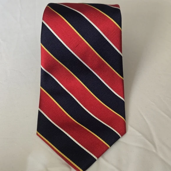 Jos. A. Bank Repp Tie 100% Silk with Red White and Blue Stripes Classic