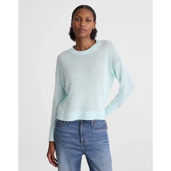 Madewell Linen Drop-Shoulder Sweater light turquoise XS NWT