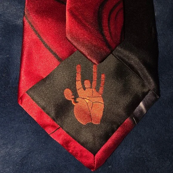J. Garcia Silk Tie Red Black Abstract Landscape Watercolor Artist Proof No 8 NWT